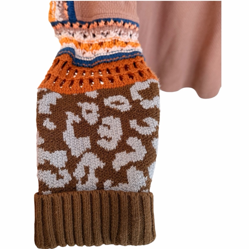 Free People Thermal Taupe Switch It Up Boho crochet Size L - Picture 3 of 5